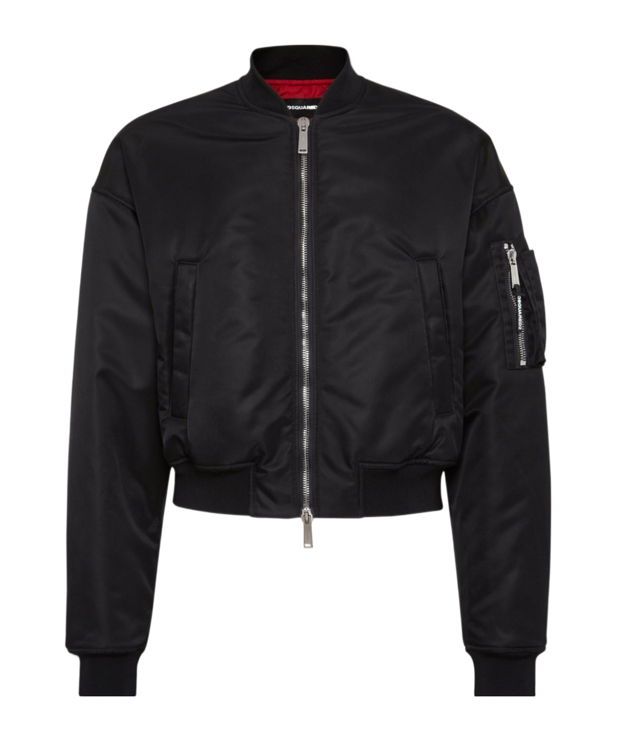 Shop Dsquared2 Cropped Bomber Jacket In Black