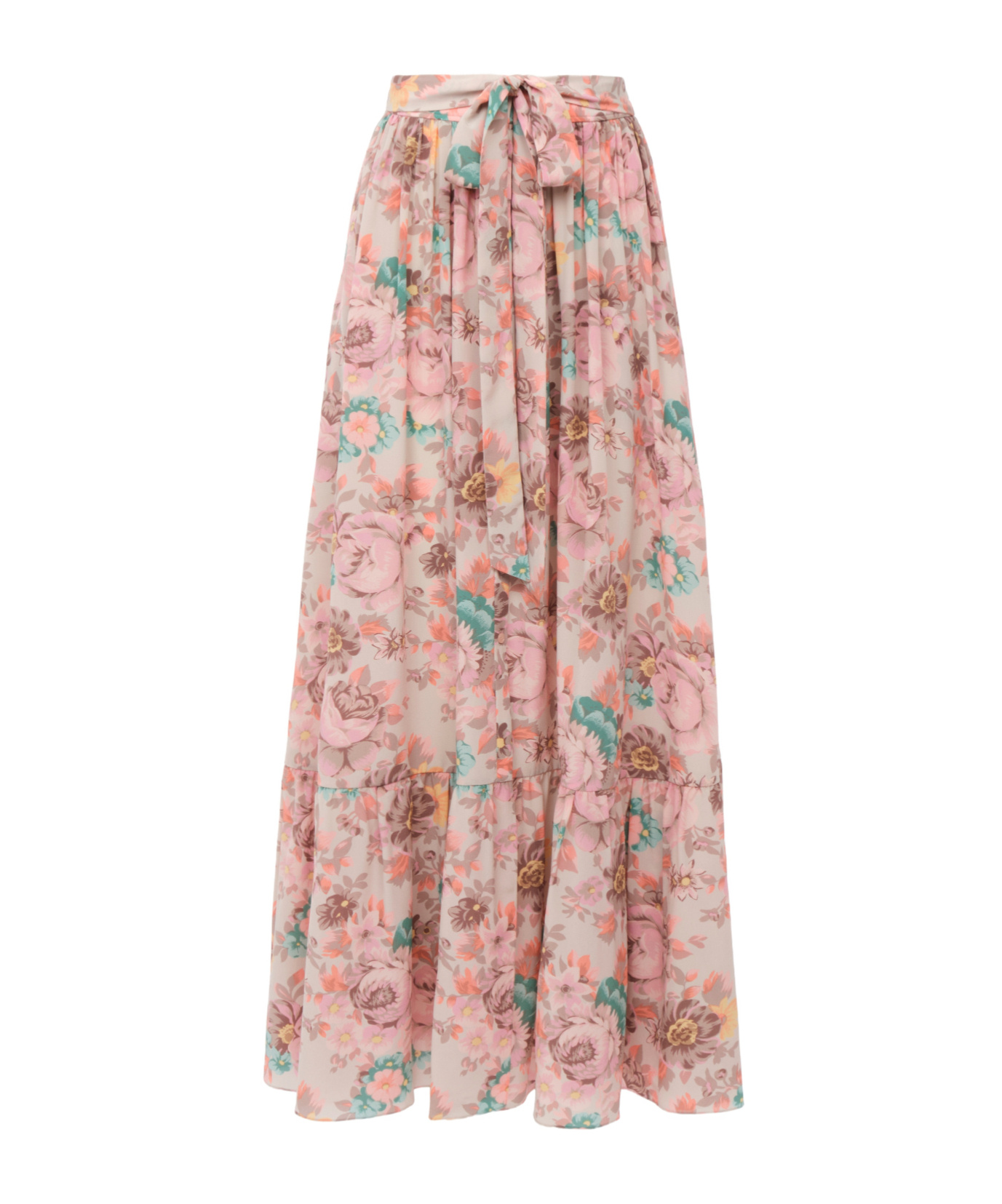 Chloé Belted Floral-print Silk Maxi Skirt In Pink