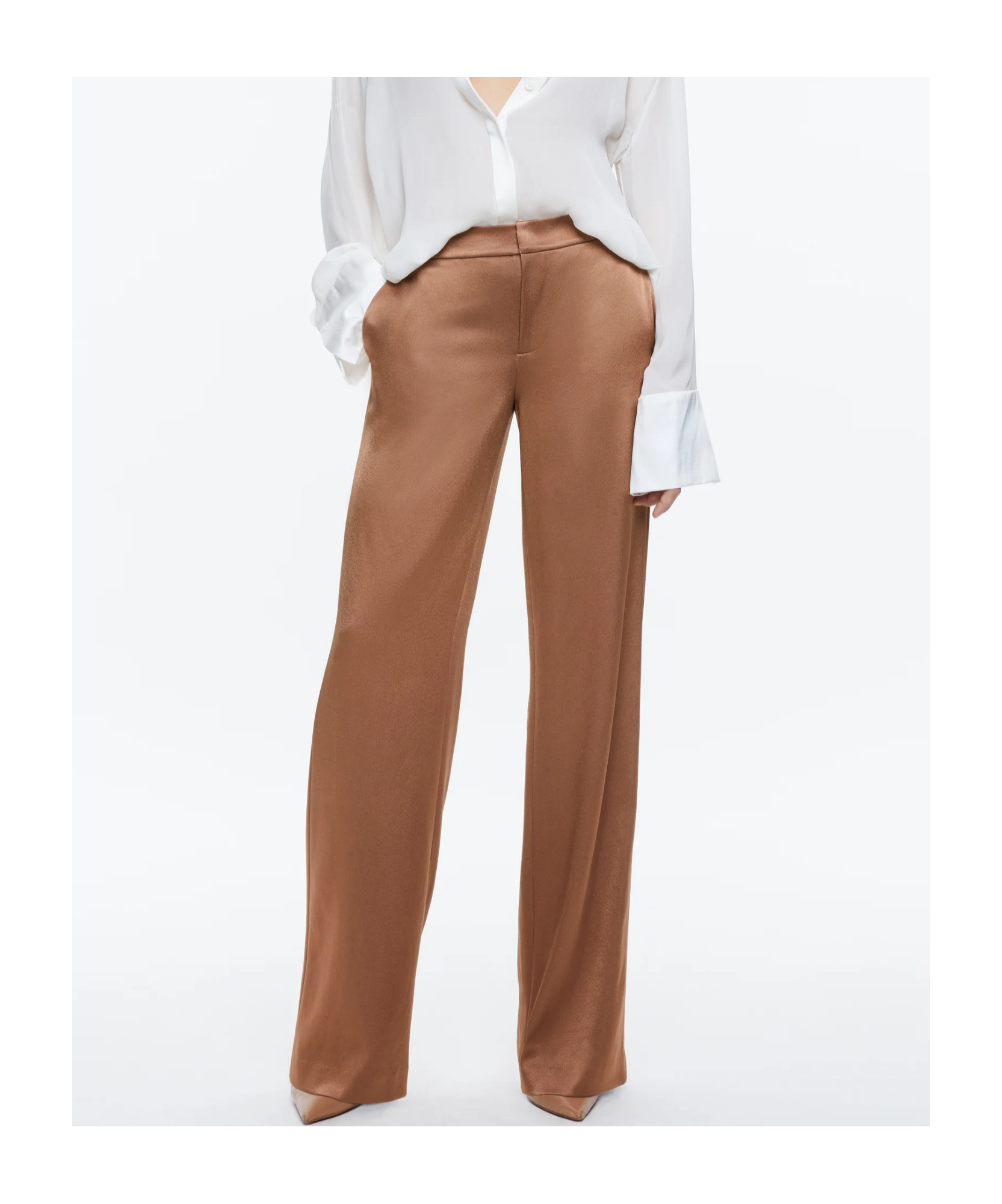 Alice And Olivia Calvin Wide-leg Pants In Brown