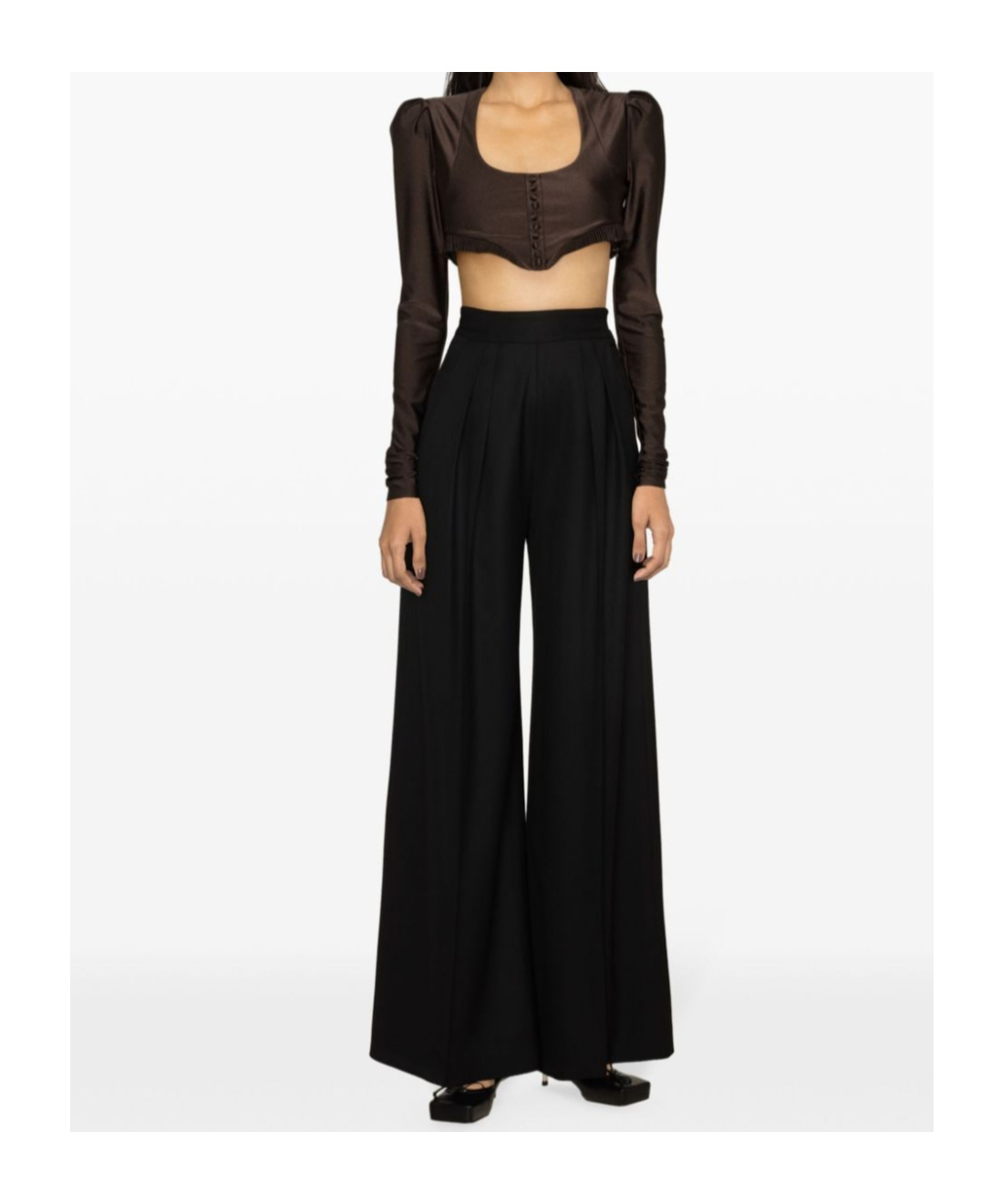 Philosophy Di Lorenzo Serafini Ruffle-trim Cropped Top In Brown