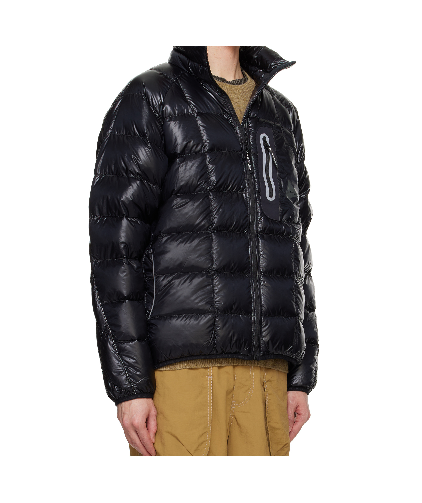 And Wander Black Diamond Stitch Down Jacket In Black
