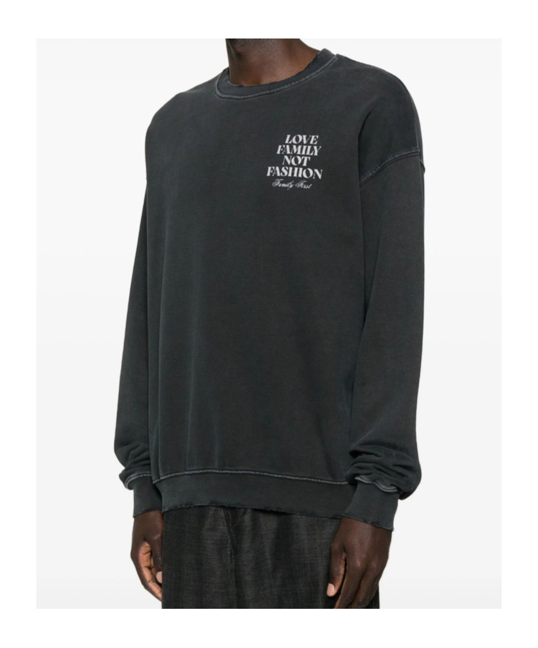 Family First Long-sleeved Crew Neck Sweatshirt In Black