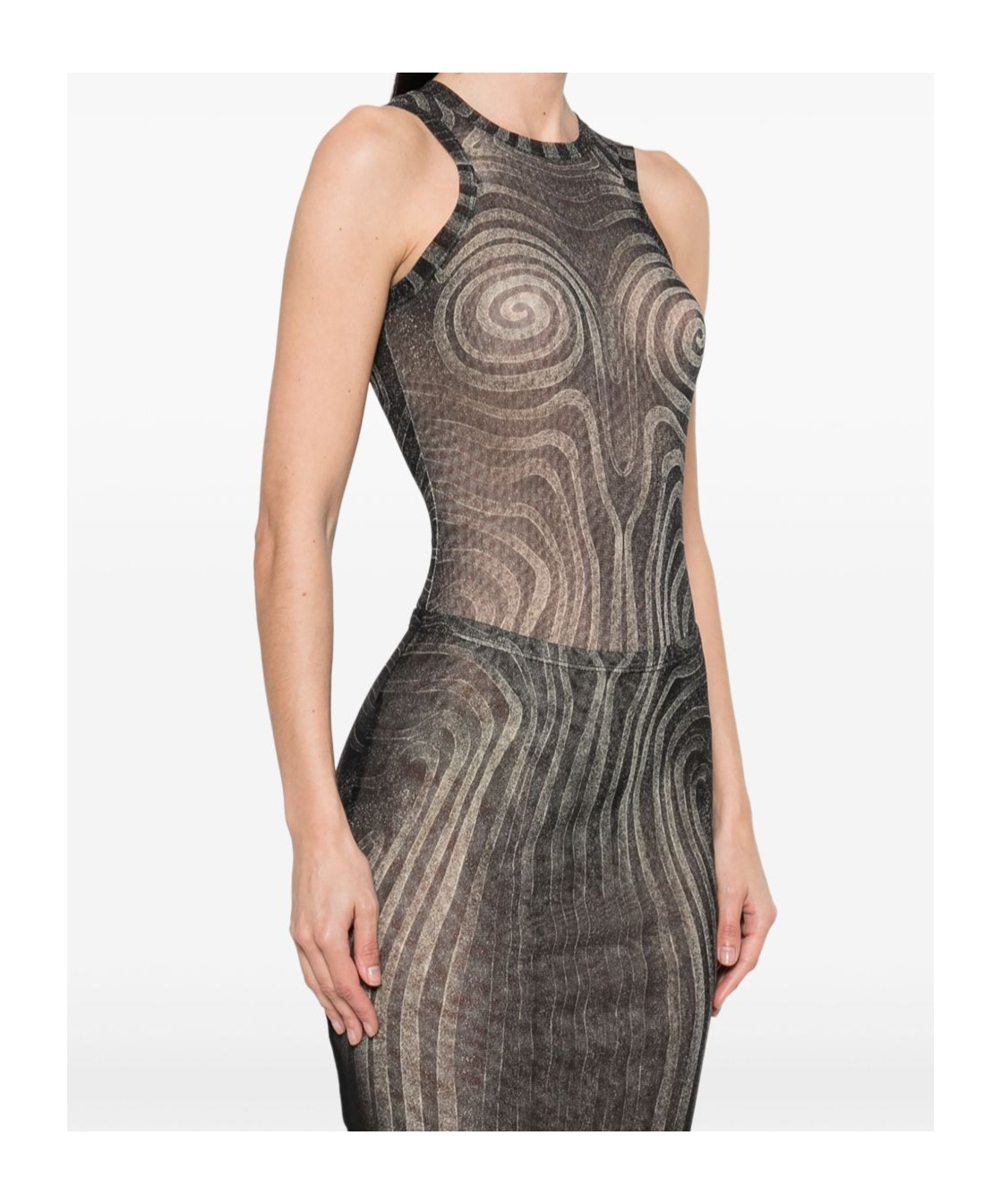 Jean Paul Gaultier Black 'the Spirale' Bodysuit In Gray