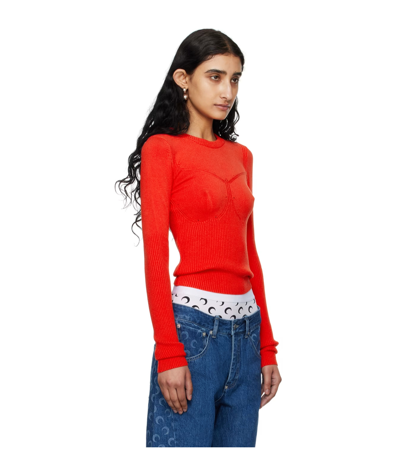 Marine Serre Red Rib Sweater In Red