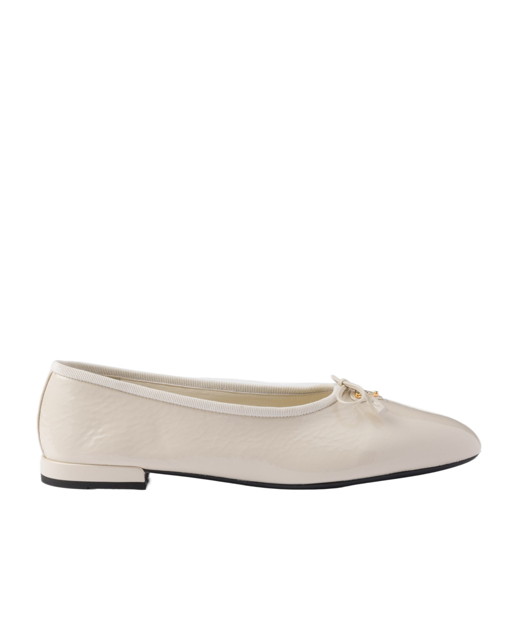 Prada Patent-leather Ballerina Flats In Nude