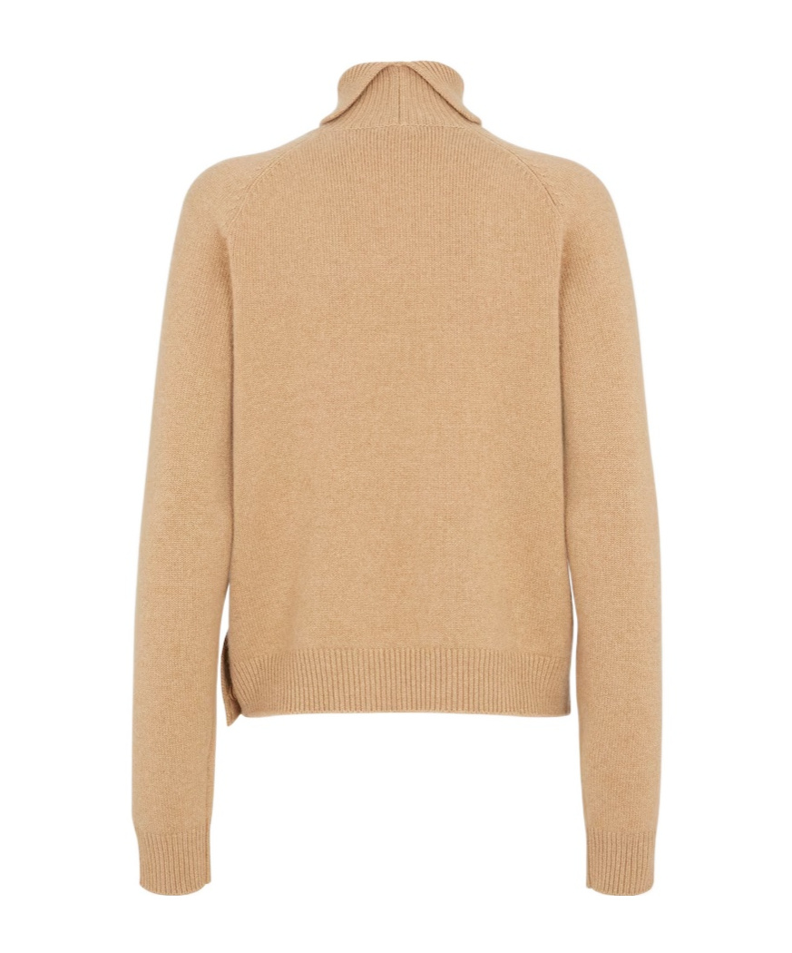 Fendi High-neck Long-sleeved Cashmere Sweater In Nude