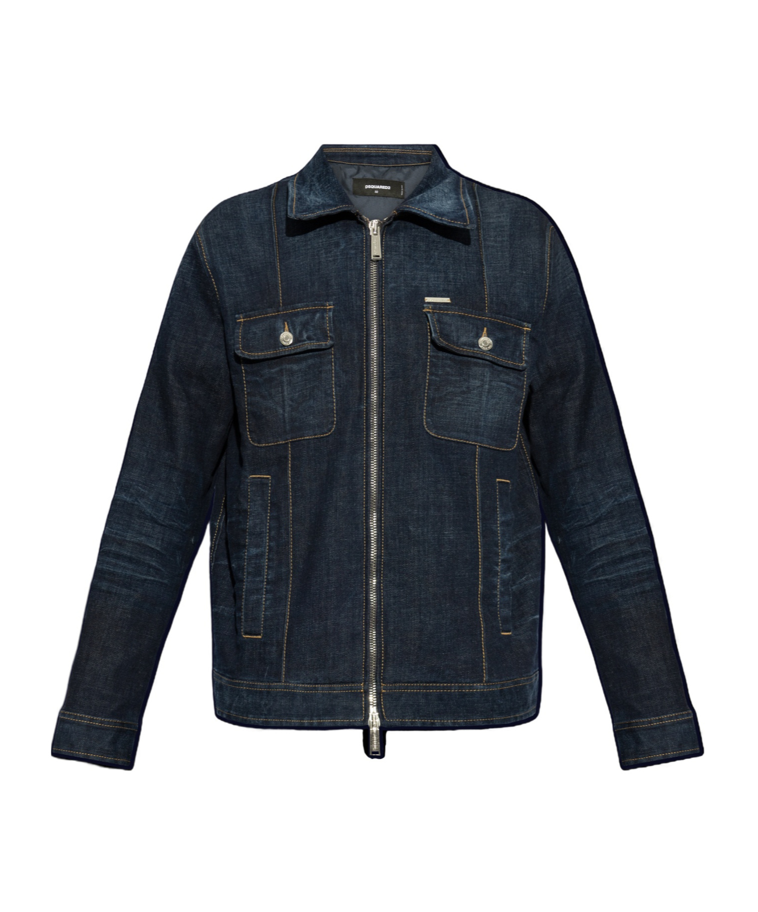 Dsquared2 Long-sleeved Denim Coat In Black