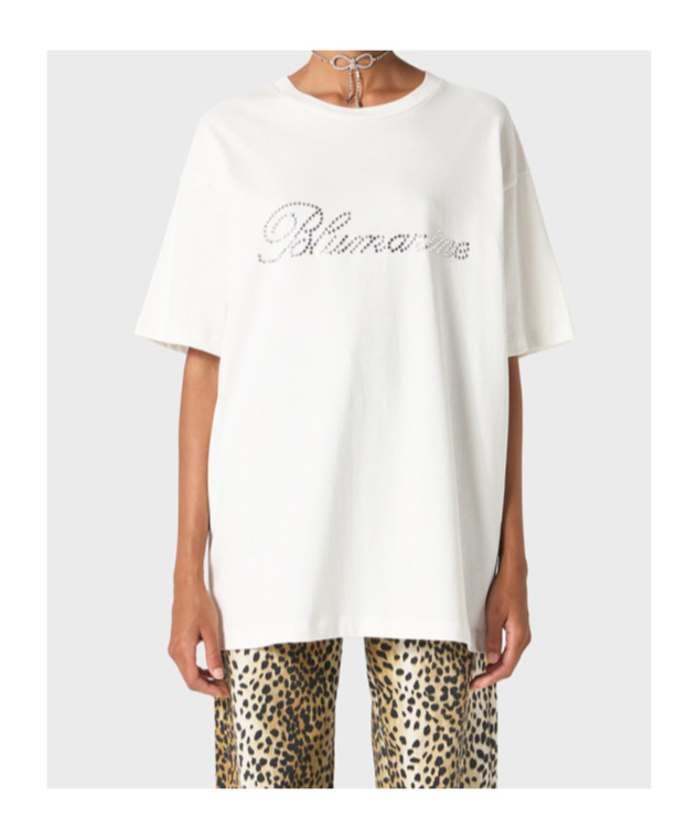 Blumarine Rhinestone-embellished Butterfly-motif T-shirt In White