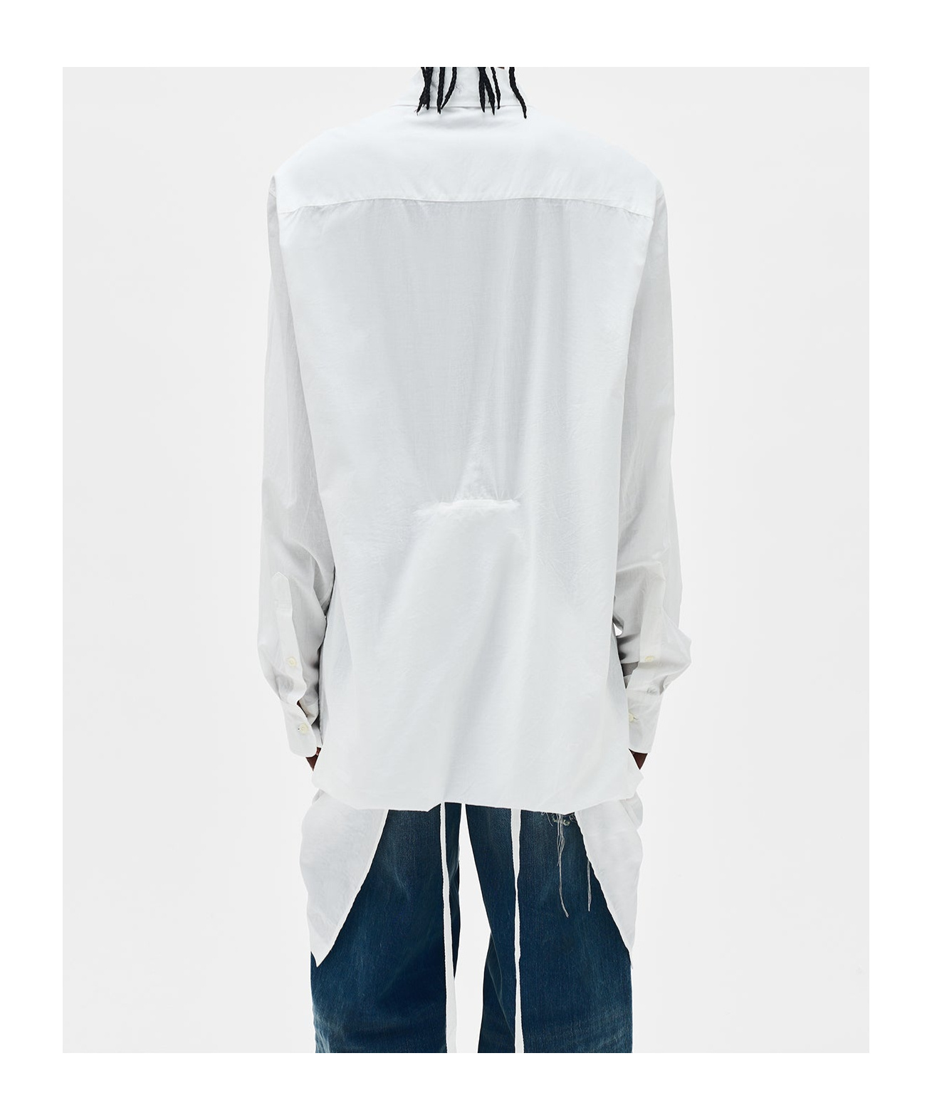 Ann Demeulemeester Gabi Long Relax Fit Shirt Draped On Back In White