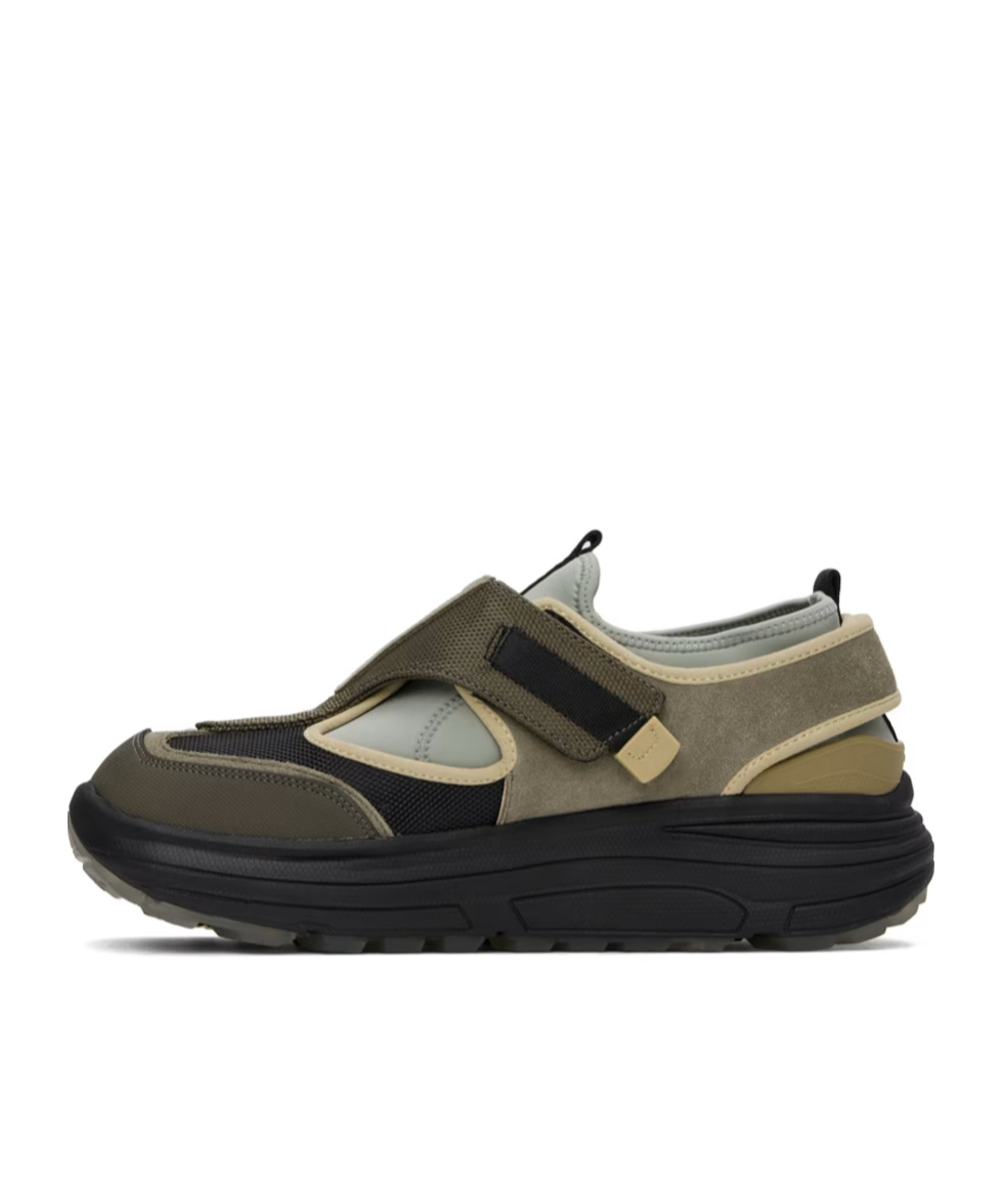 Suicoke Khaki & Black Tred Sneakers In Black