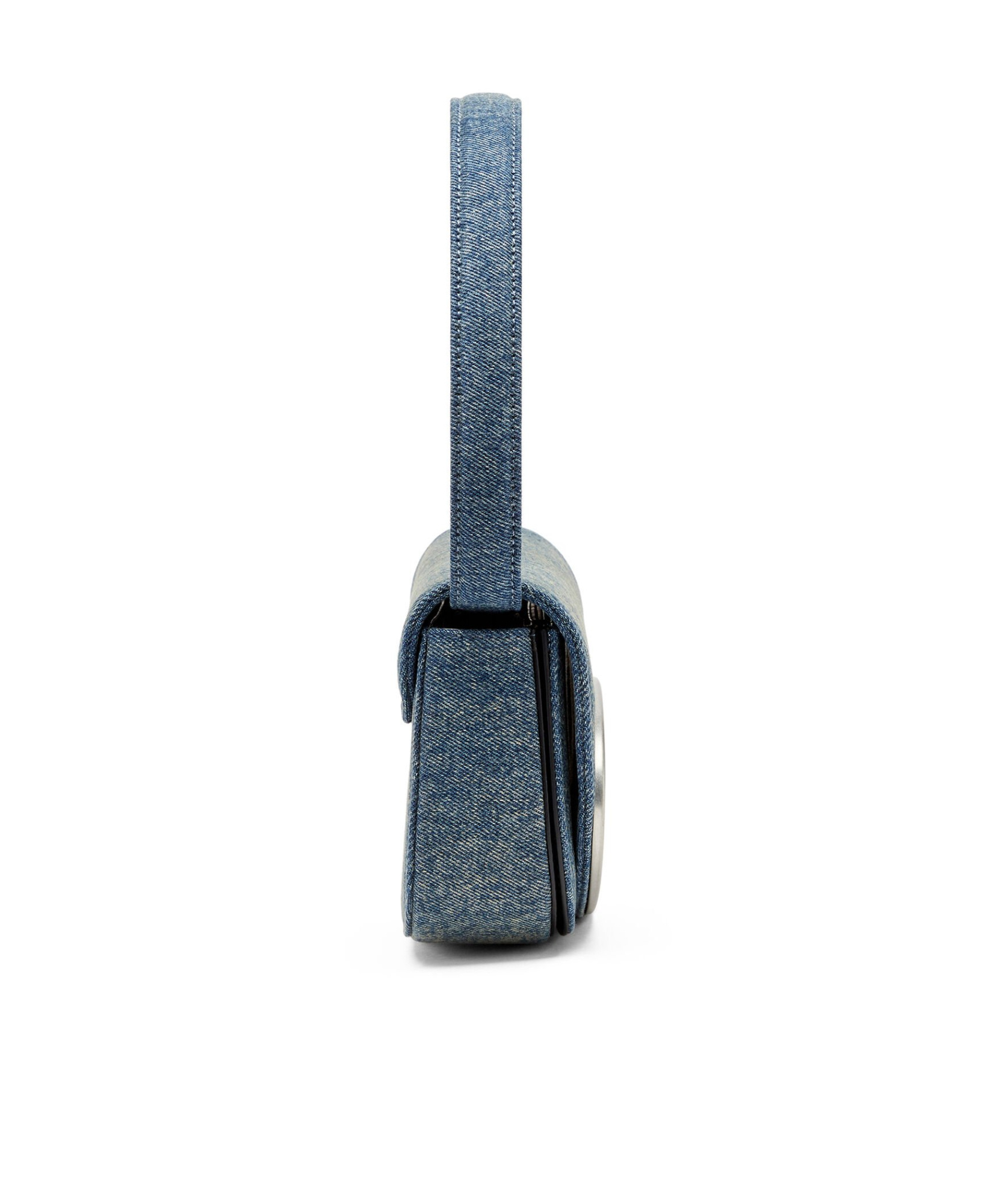 Diesel Shoulder Bag In Blue Denim With Leather Trims And Oval D Plaque