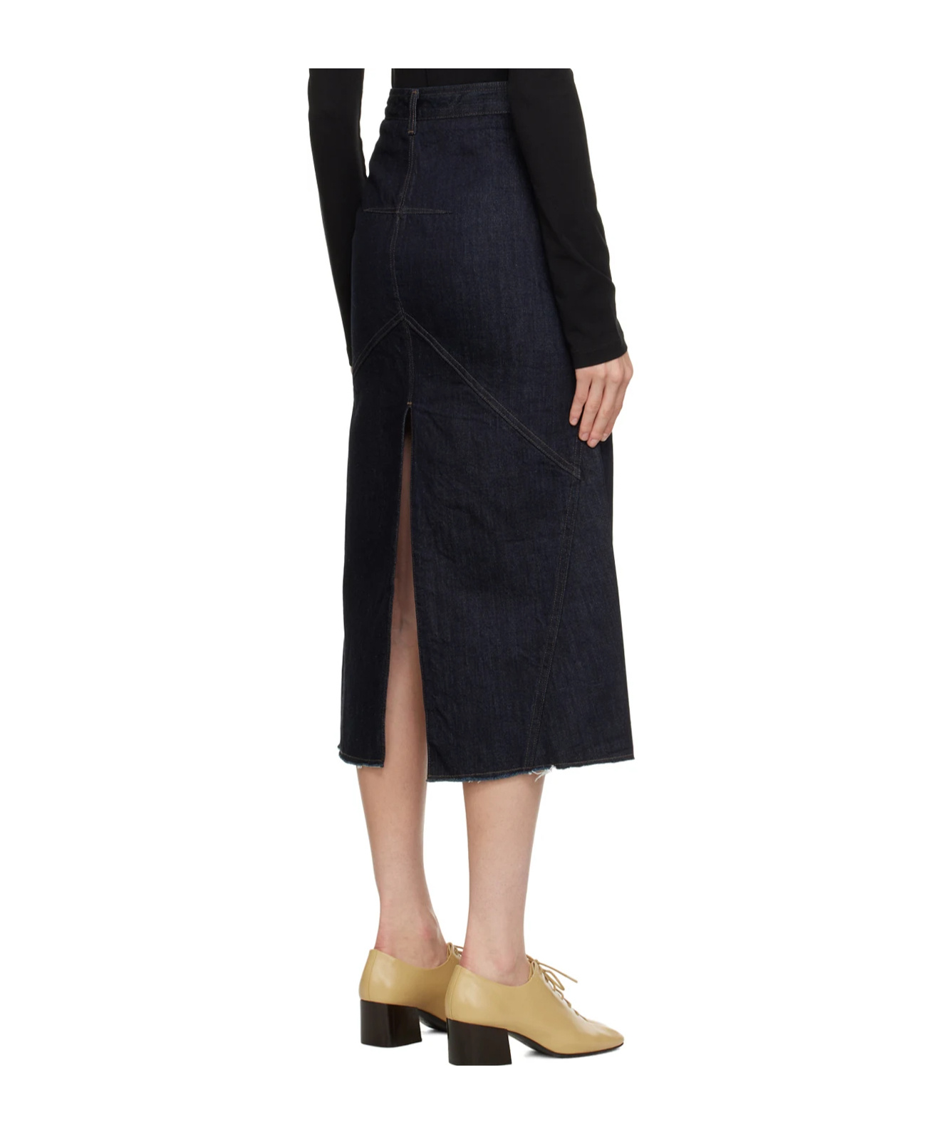 LOW CLASSIC BELT LOOP TRIMMED DENIM SKIRT