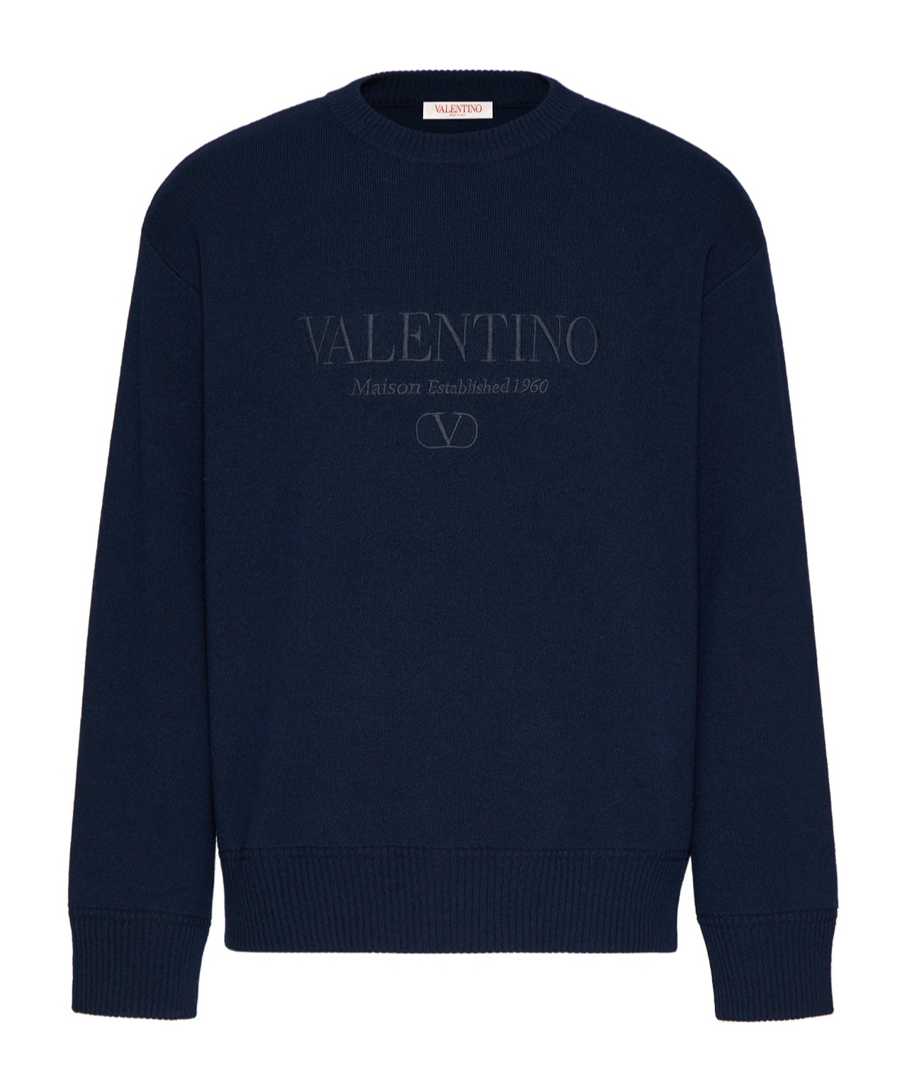 Valentino Embroidered-logo Knitted Jumper In Black