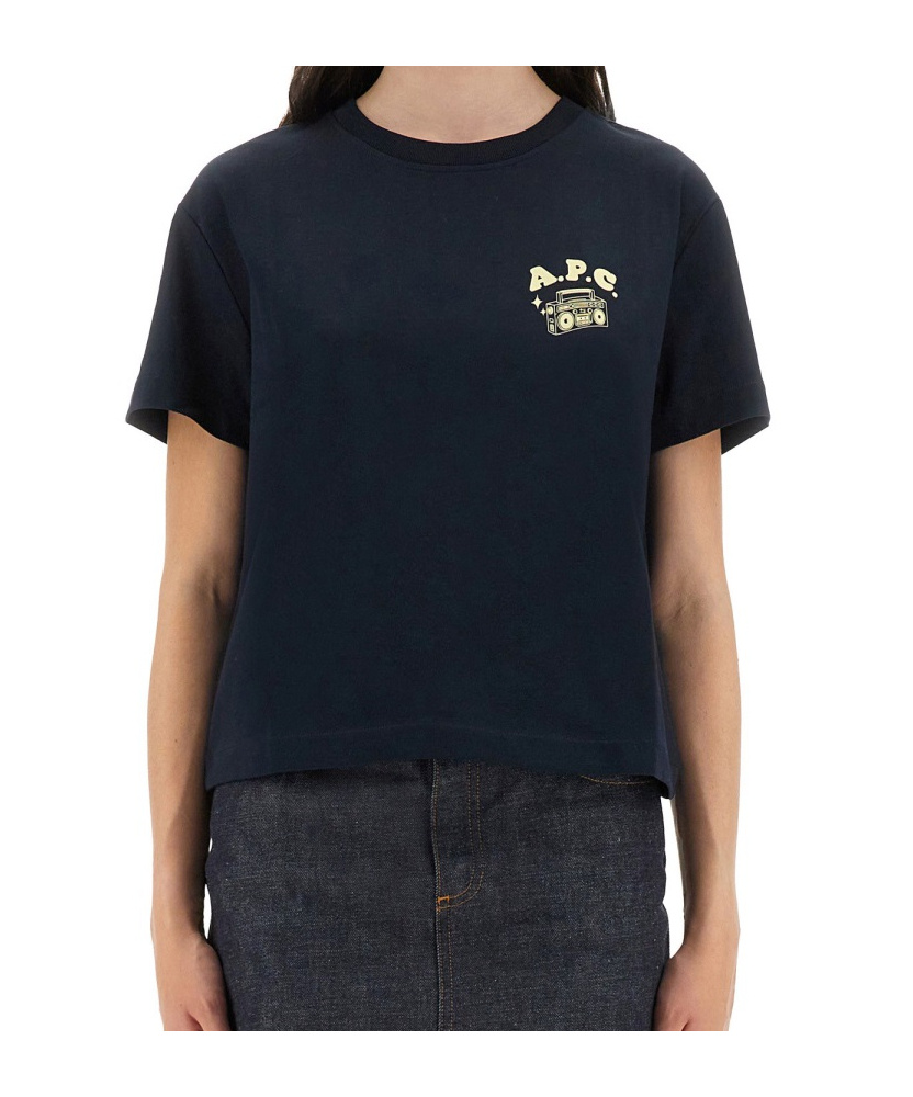 Apc A.p.c. Body Disco Crewneck T-shirt In Blue