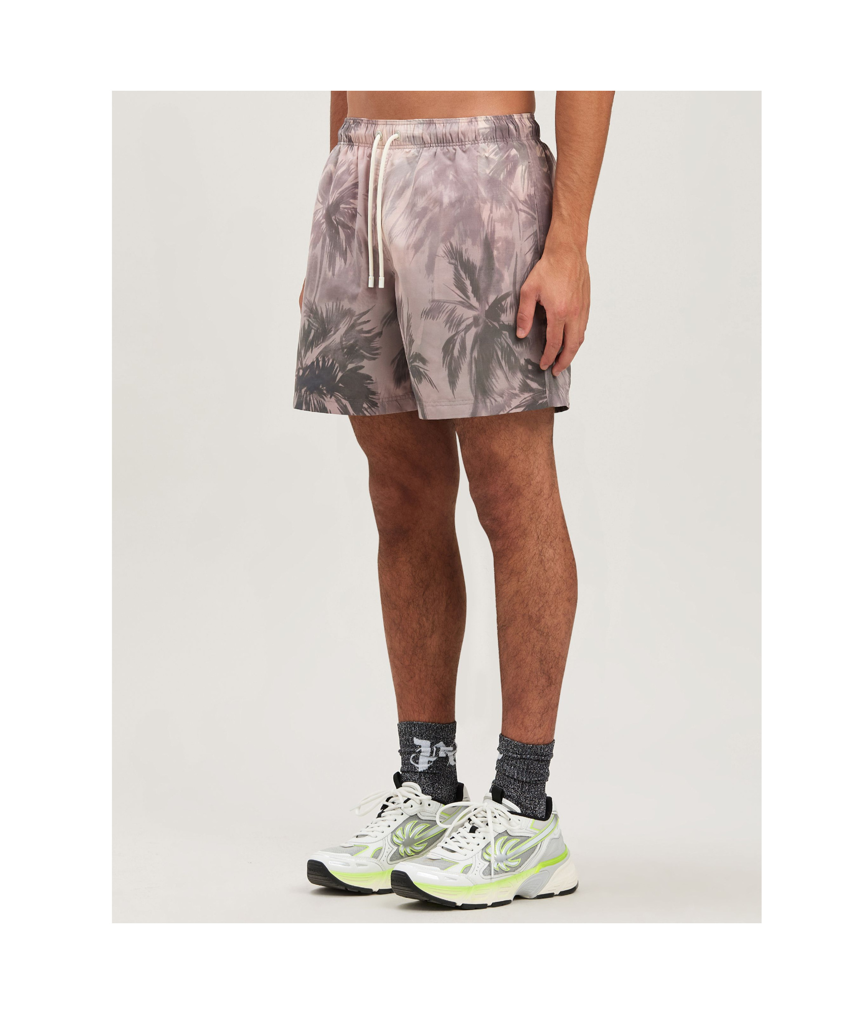Palm Angels Mini Sunset Palms Swim Shorts In Gray