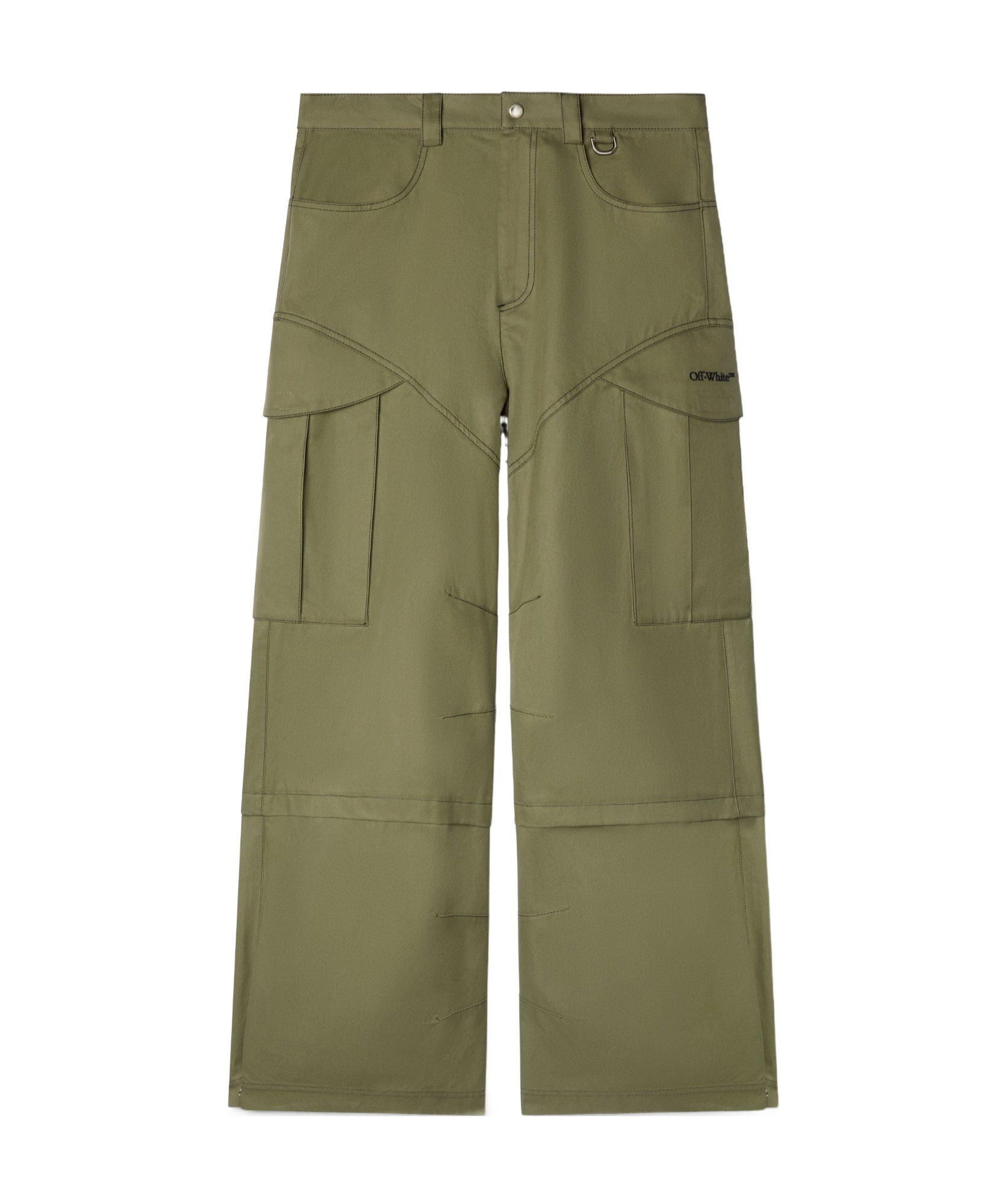 Off-white Embroidered Cargo Straight Trousers In Green