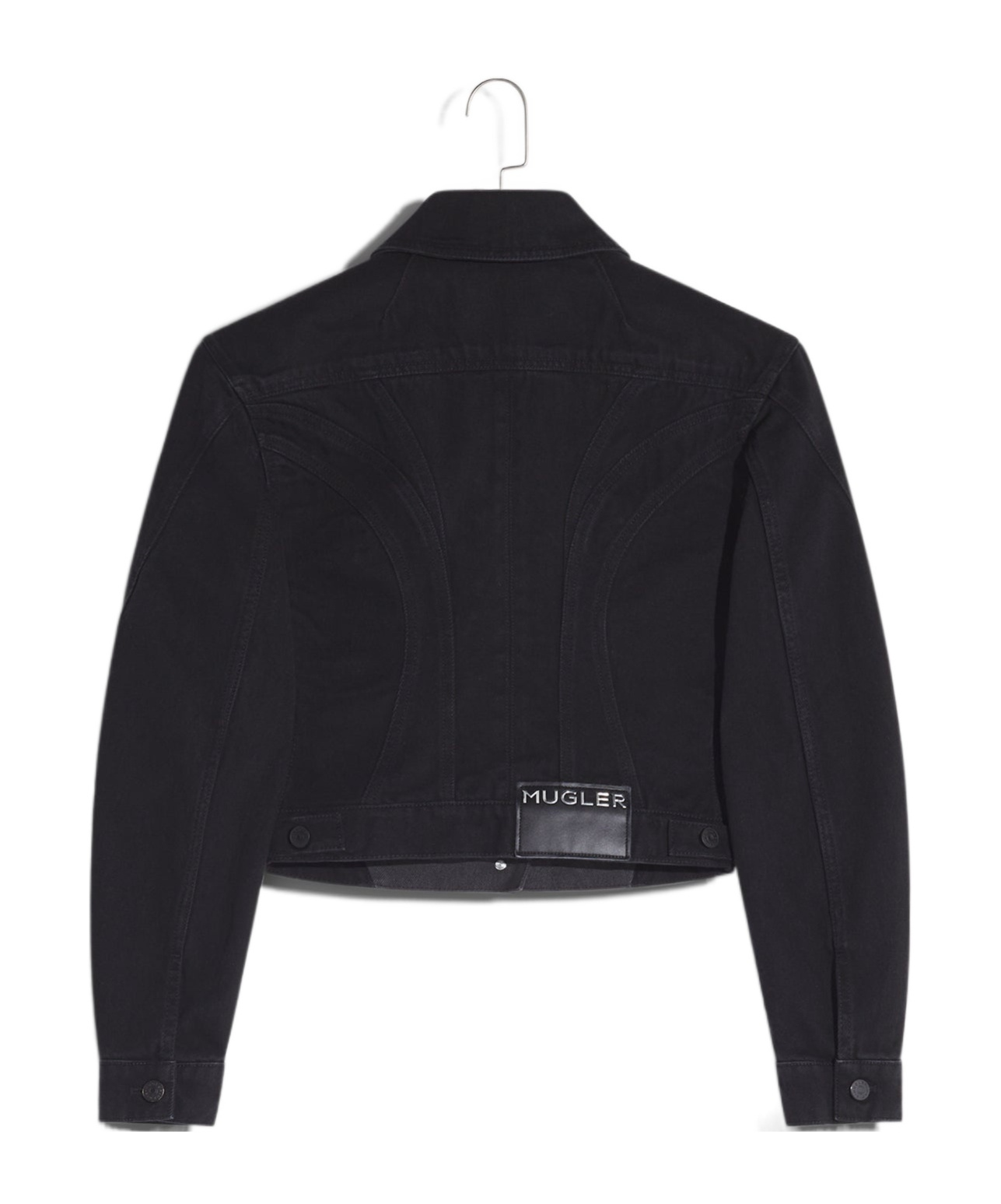 Mugler Two-color Denim Outer Jacket In Black