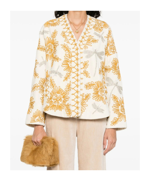 Forte Forte Floral Dragonflies Embroidered Jacket In White