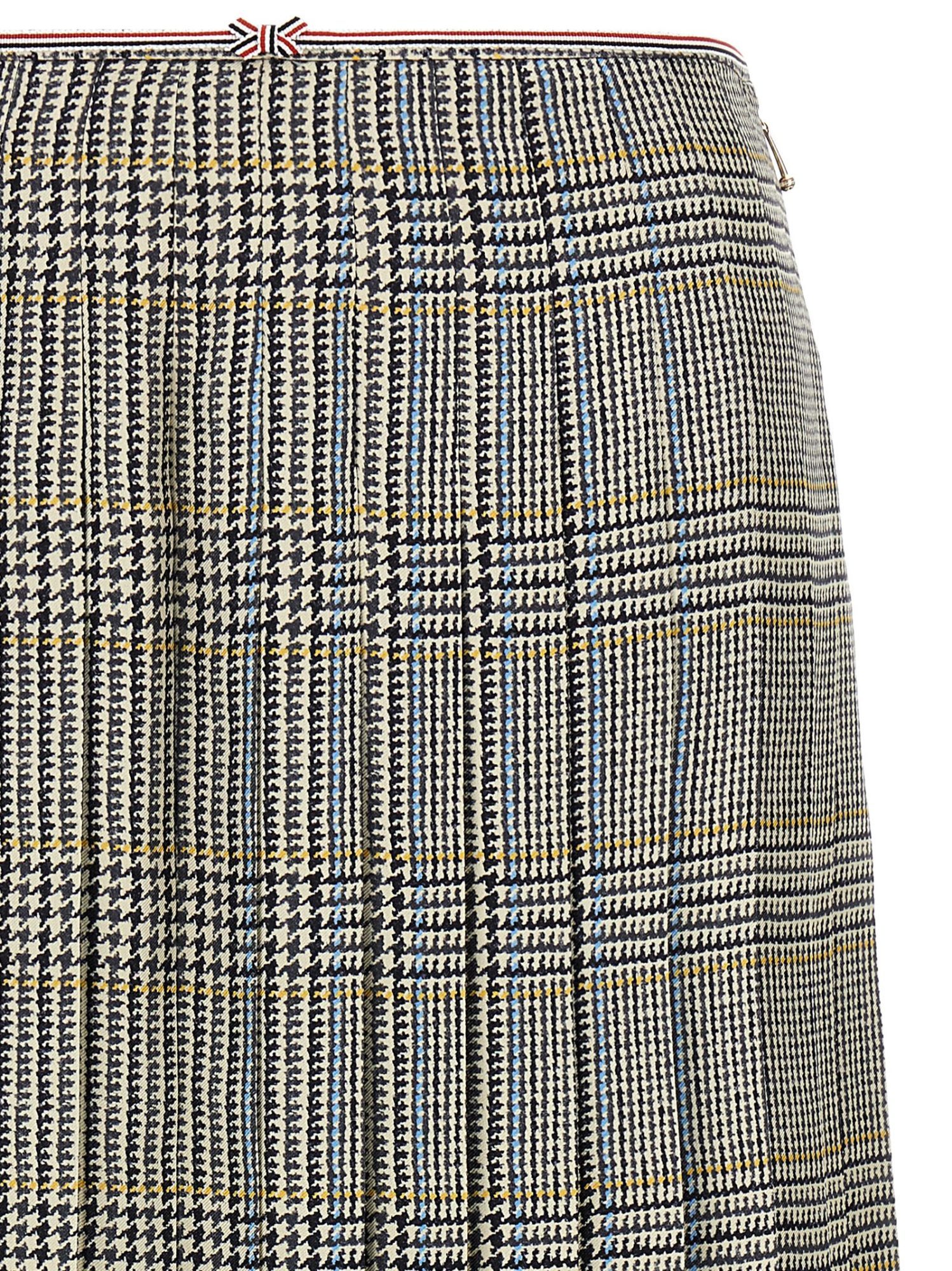 Thom Browne Houndstooth-pattern Pleated Midi Skirt In Green