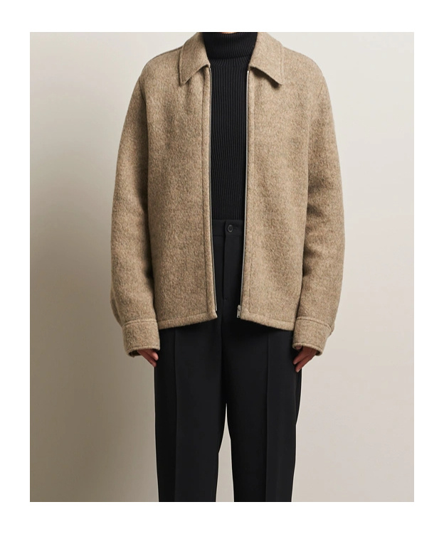 Jil Sander Zip-fastening Collared Wool Jacket In Burgundy