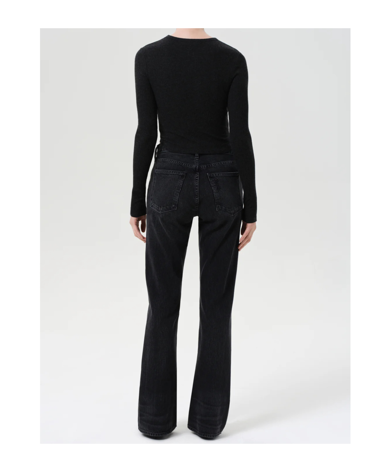 Agolde Denim Trousers With Belt Loops In Black