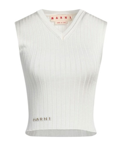 Marni Solid Color Stylish Sleeveless Tank Top In White