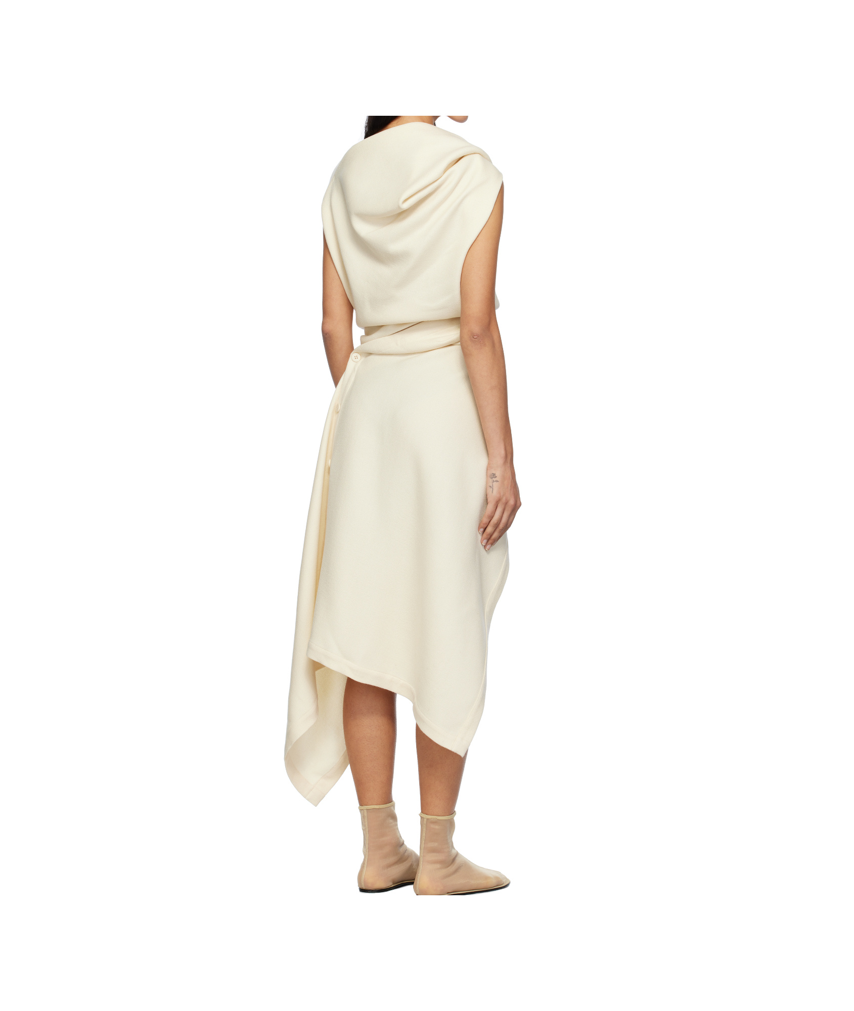 Issey Miyake Pleated Dress In Off-white