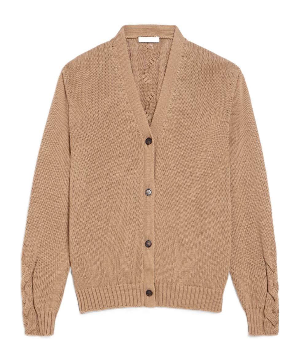 Max Mara Long-sleeved Cardigan In Nude