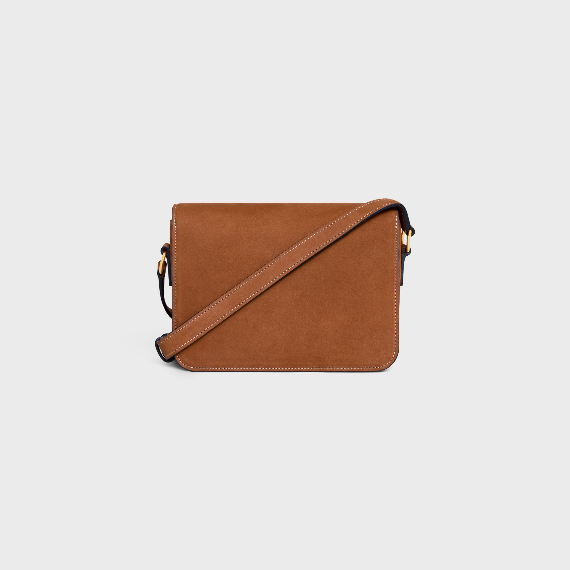 Celine Women Triomphe Teen Leather Crossbody Bag In Brown