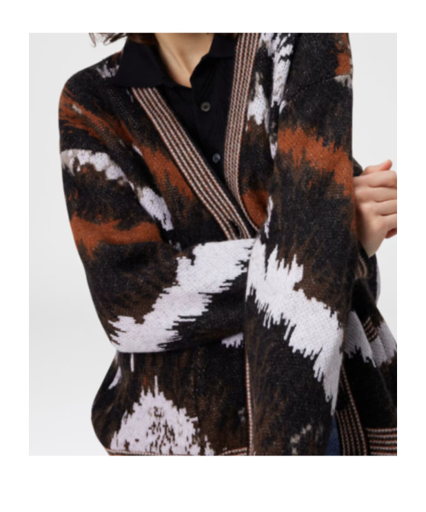 Missoni Long Sleeve Patterned Knit Cardigan V Neck In Multi
