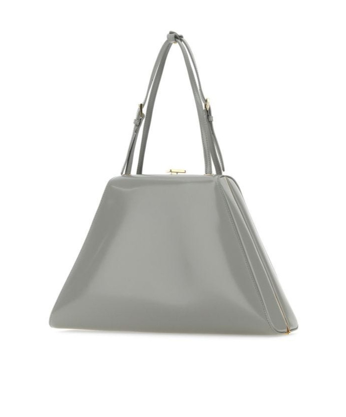 Prada Adjustable Leather Shoulder Bag With Tonal Handles In Cloud Ash