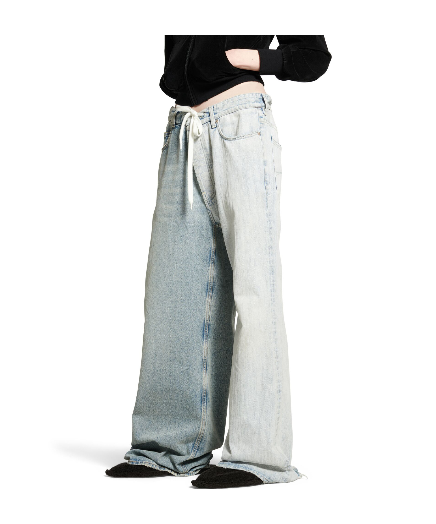 Balenciaga Fifty-fifty Jeans Light Blue In Gray