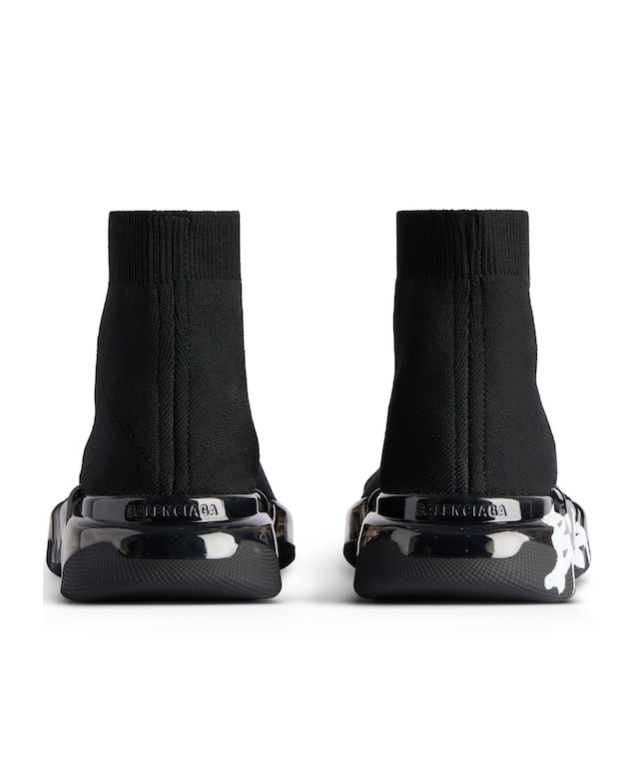 Shop Balenciaga Men's Speed 2.0 Full Clear Sole Graffiti Recycled Knit Sneaker In Black/white