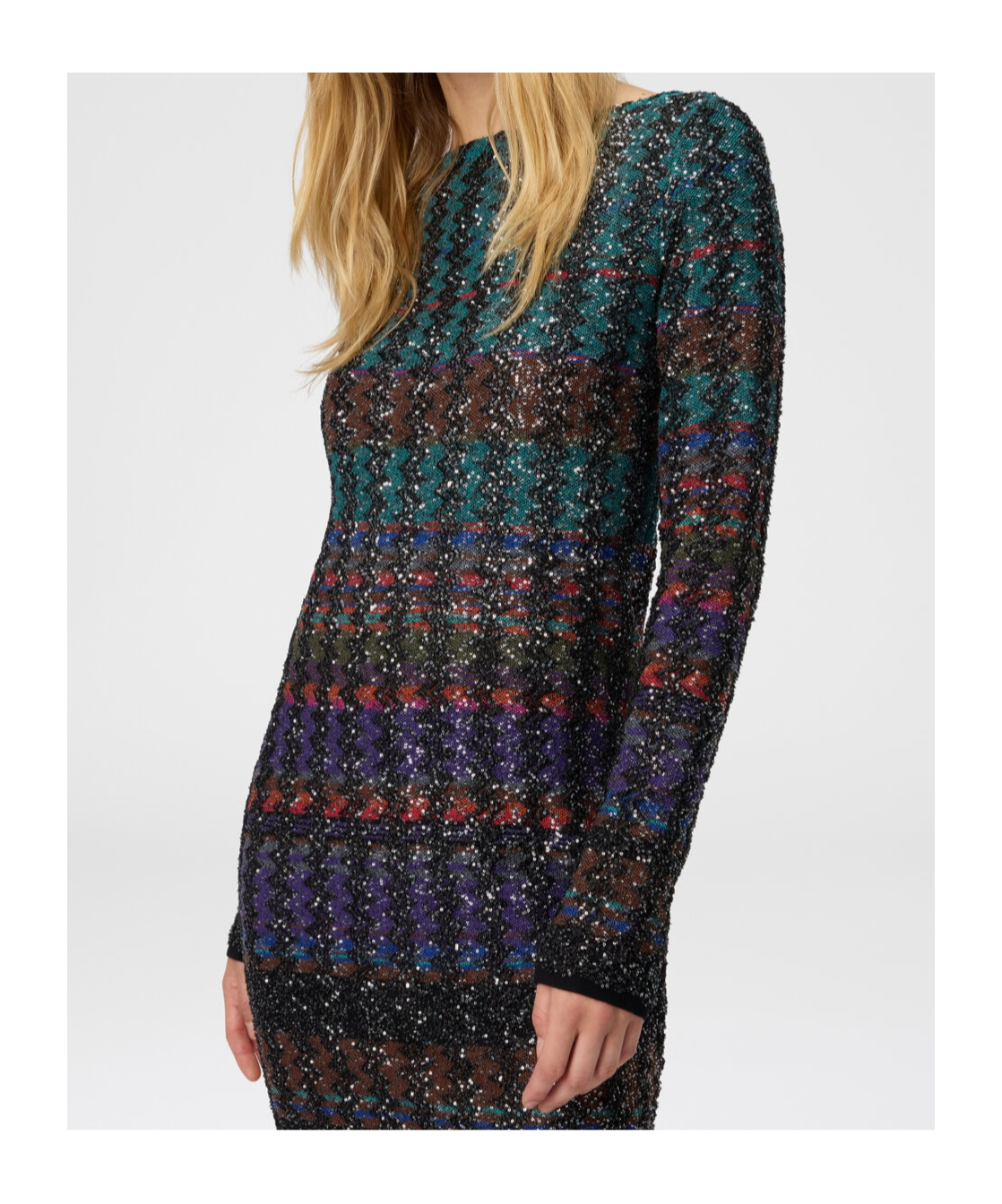 Missoni Mini Dress With Chevron And Stripe Pattern In Multi