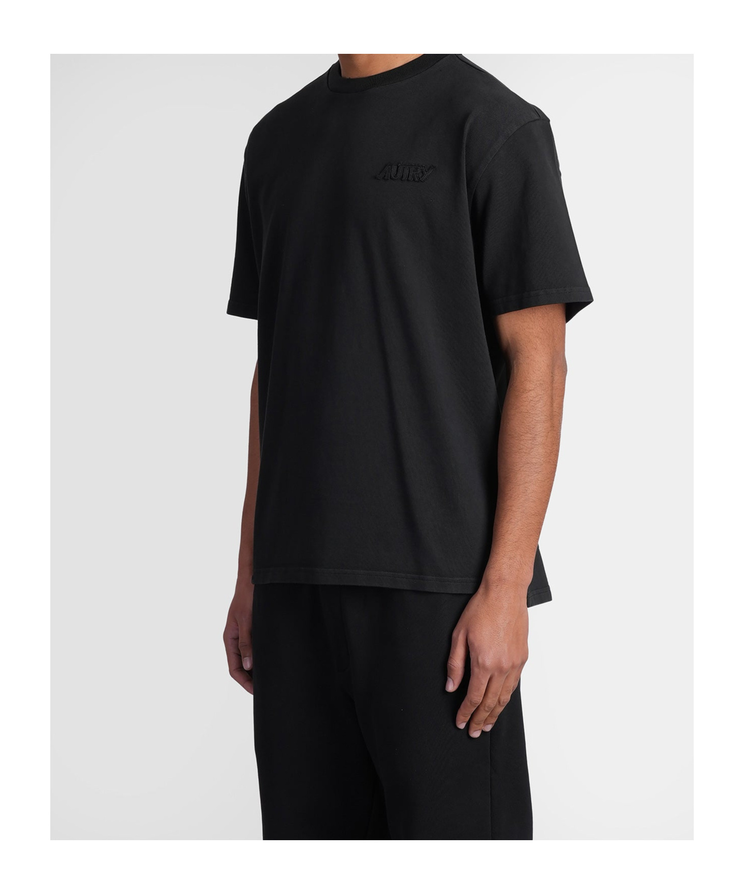 Autry Crew Neck Logo Embroidered T-shirt In Black