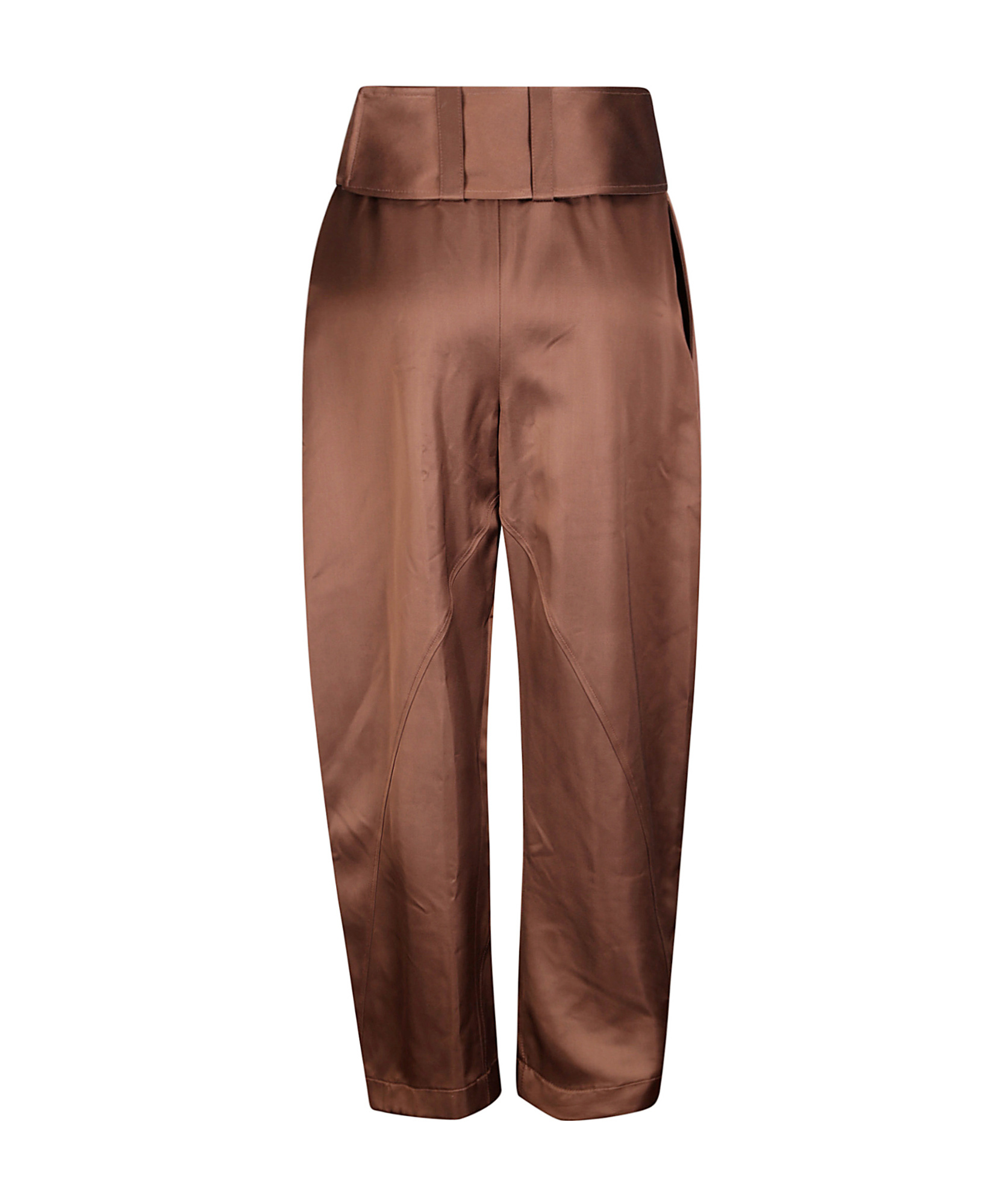 Jw Anderson Pleated D-ring Satin Trousers In Brown