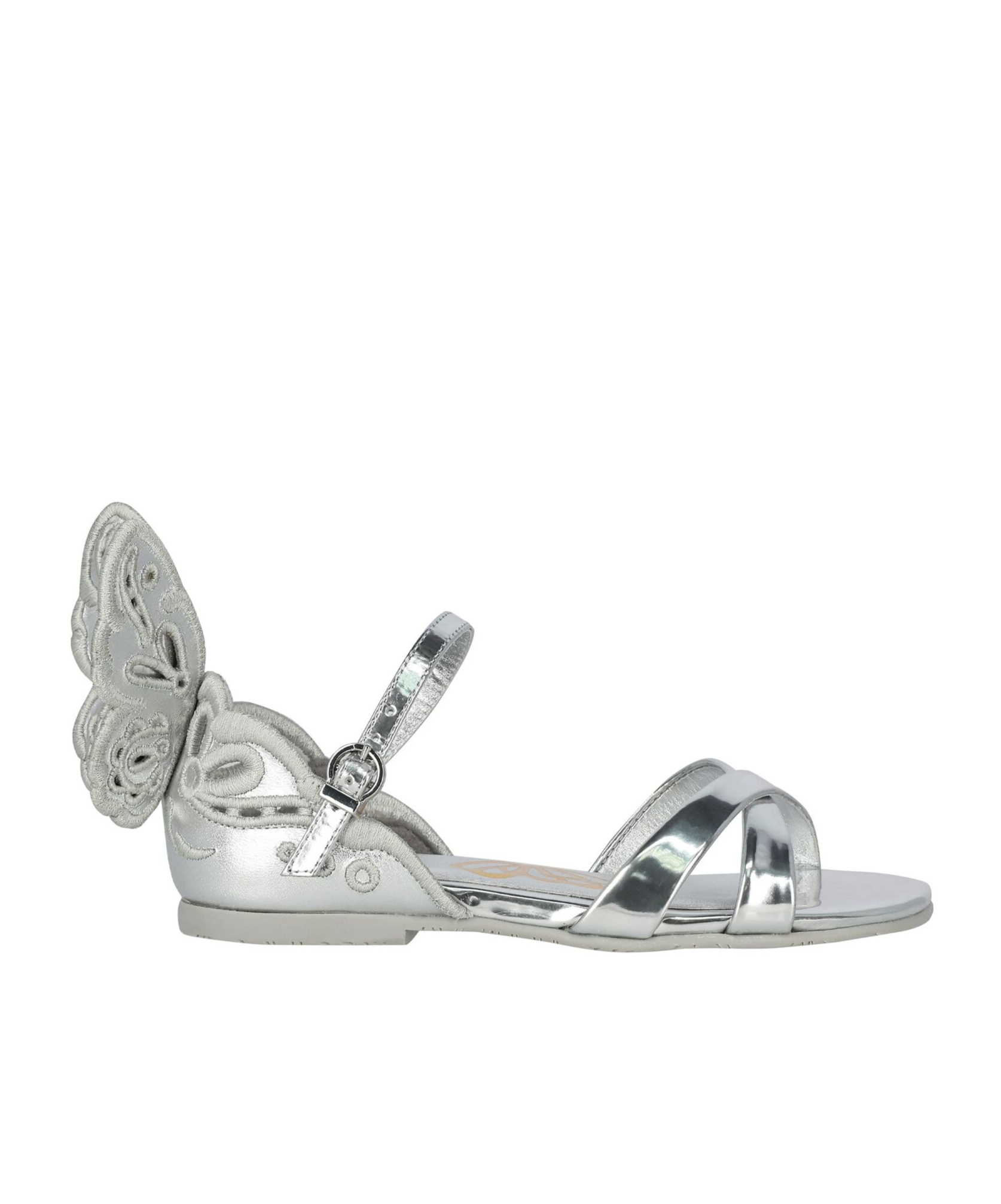 Sophia Webster Kids' Heavenly Wing-embellished Metallic-leather Sandal In Gray
