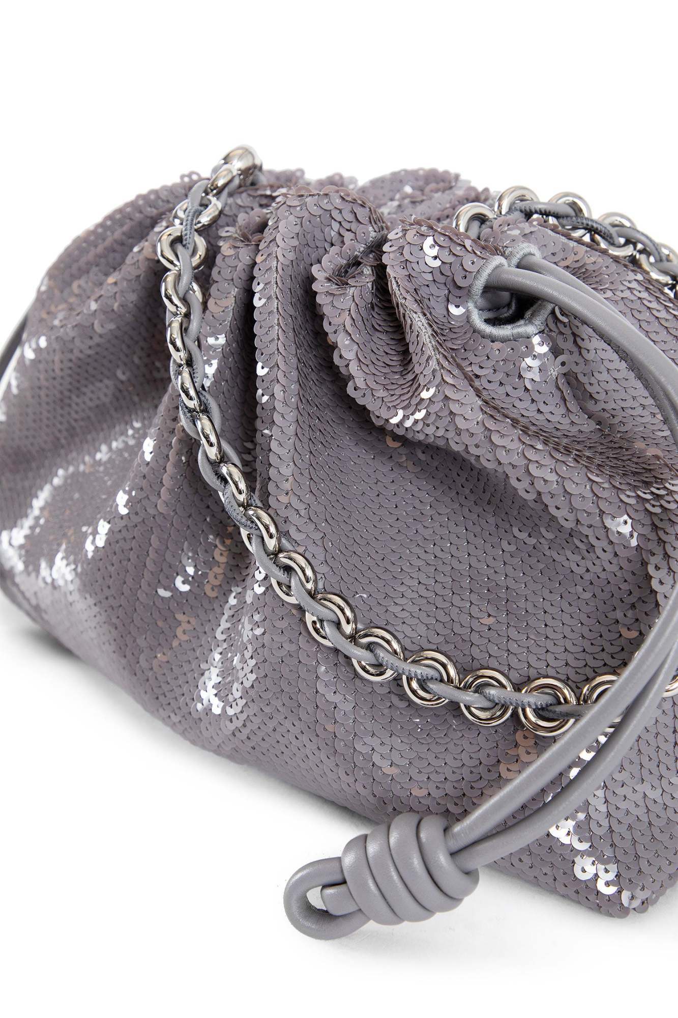 Loewe Mini Puzzle Leather Shoulder Bag In Grey