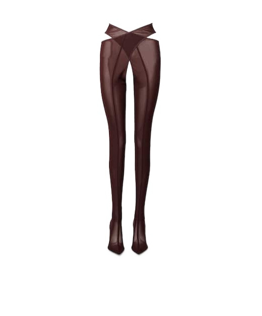 Attico Mesh Over-the-knee Boots In Brown