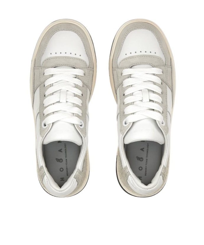 Hogan Chamallow Suede And Nappa Two-tone Sneakers In White