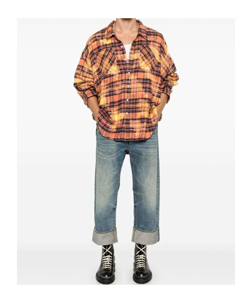 R13 LONG-SLEEVED PLAID SHIRT 