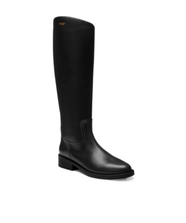 Coach Zip Leather Boots In Black