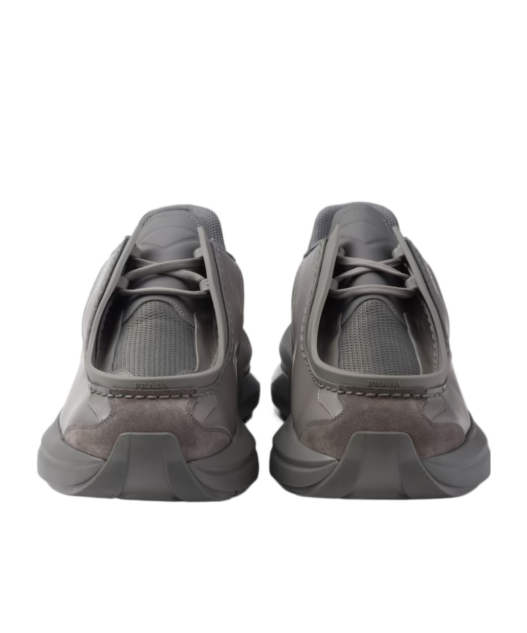 PRADA SYSTEME BRUSHED LEATHER SNEAKERS WITH BIKE FABRIC AND SUEDE ELEMENTS