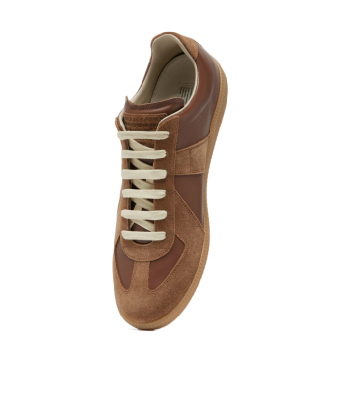 Maison Margiela Brown Suede Panel Low-top Sneakers In Brown