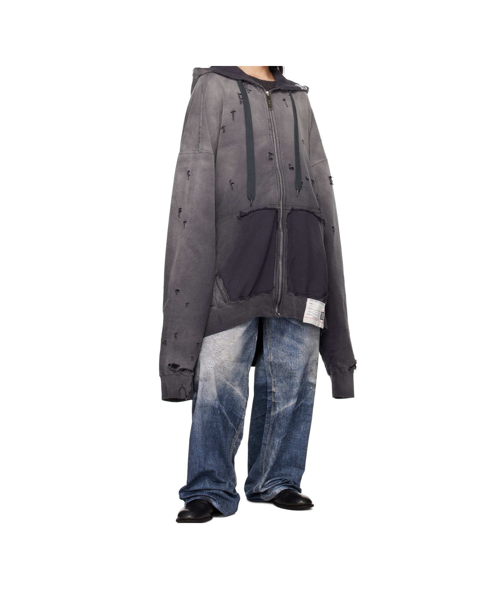 Miharayasuhiro Distressed-effect Hoodie In Black
