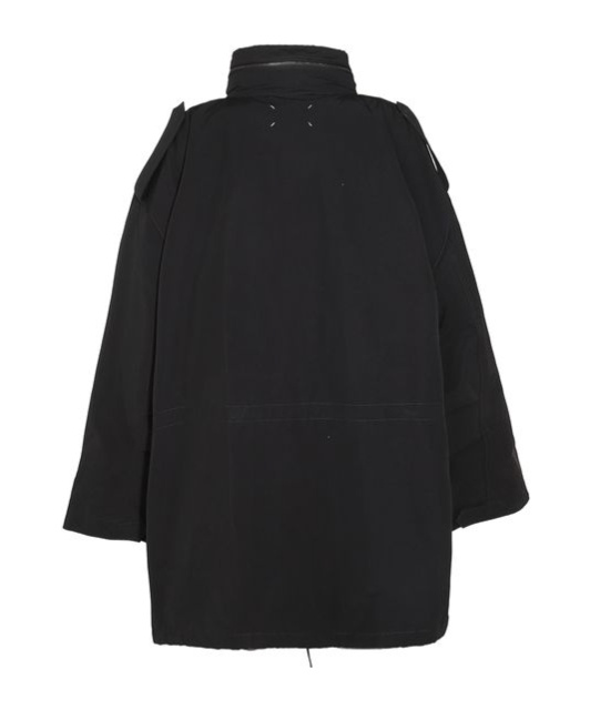 Maison Margiela Zip-fastened Drawstring Coat In Black