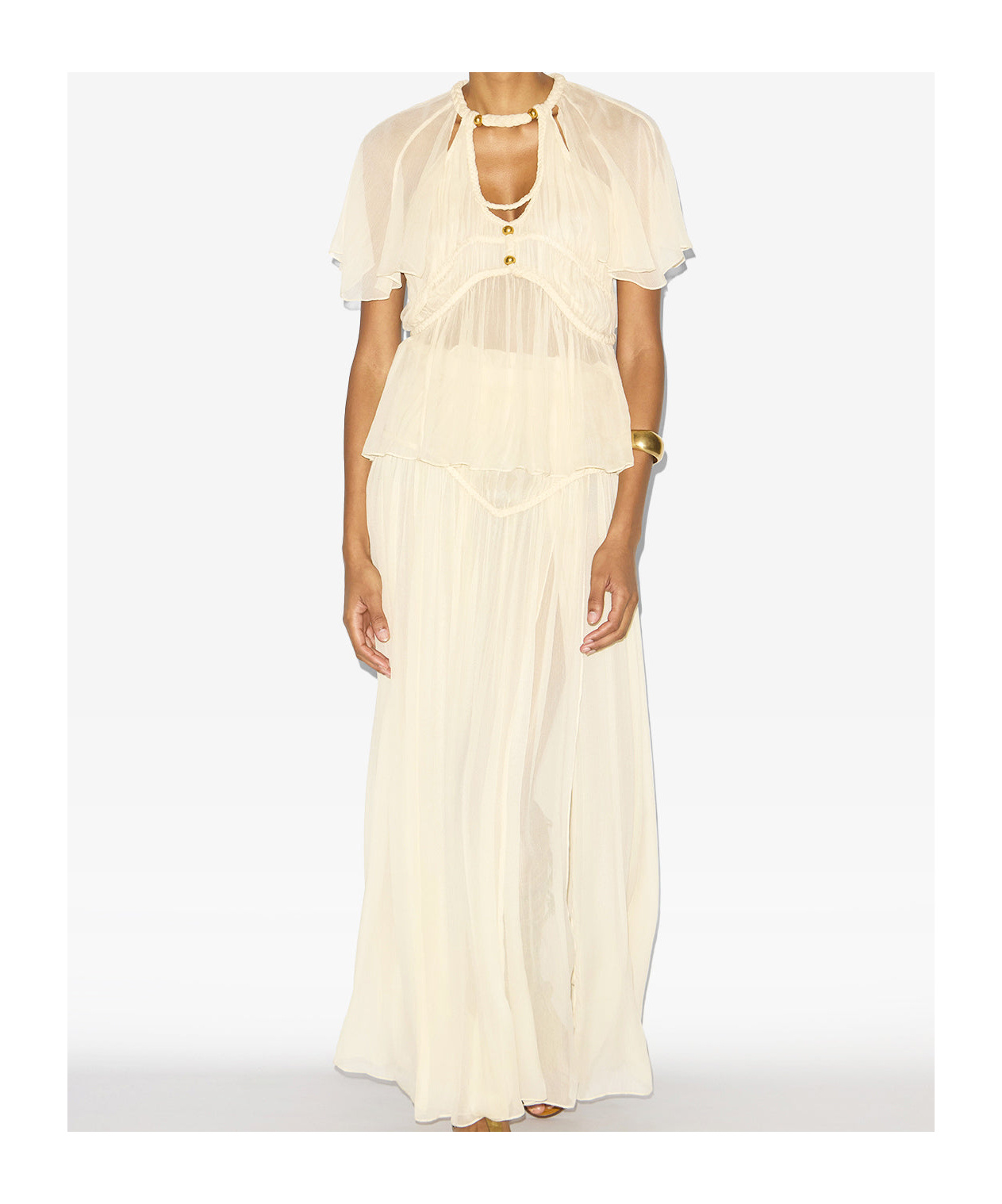Isabel Marant Rosaline Gathered Silk Top In True Color