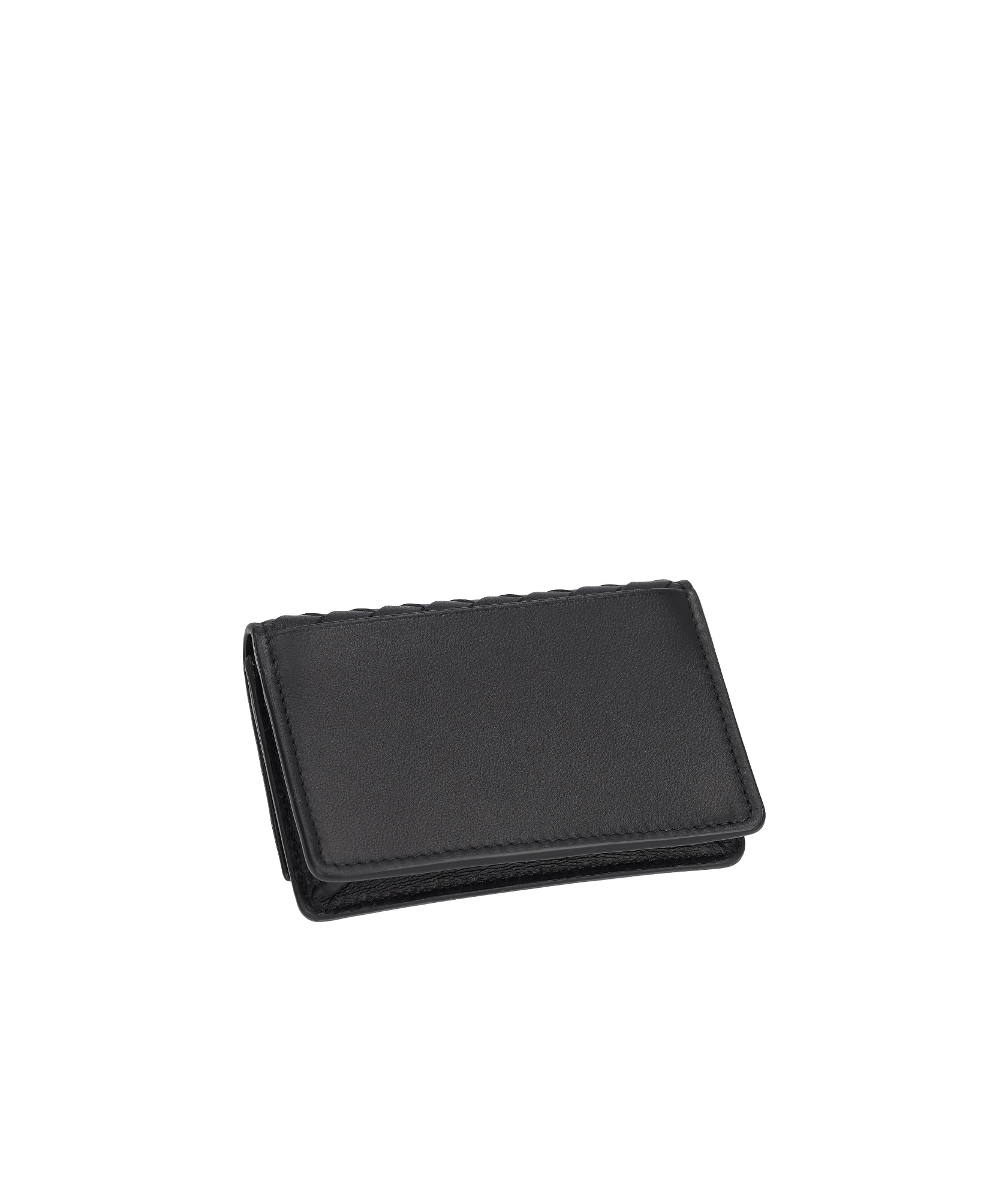 Bottega Veneta Logo Business Card Holder In Black