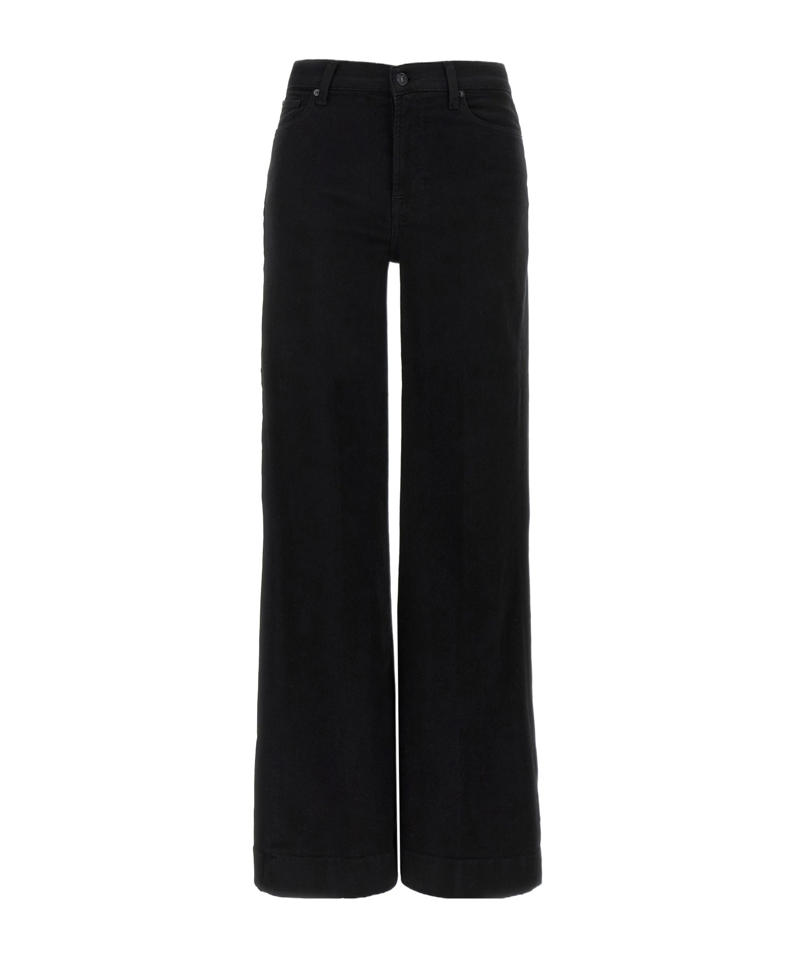 7 For All Mankind Wide Leg Denim Trousers In Black
