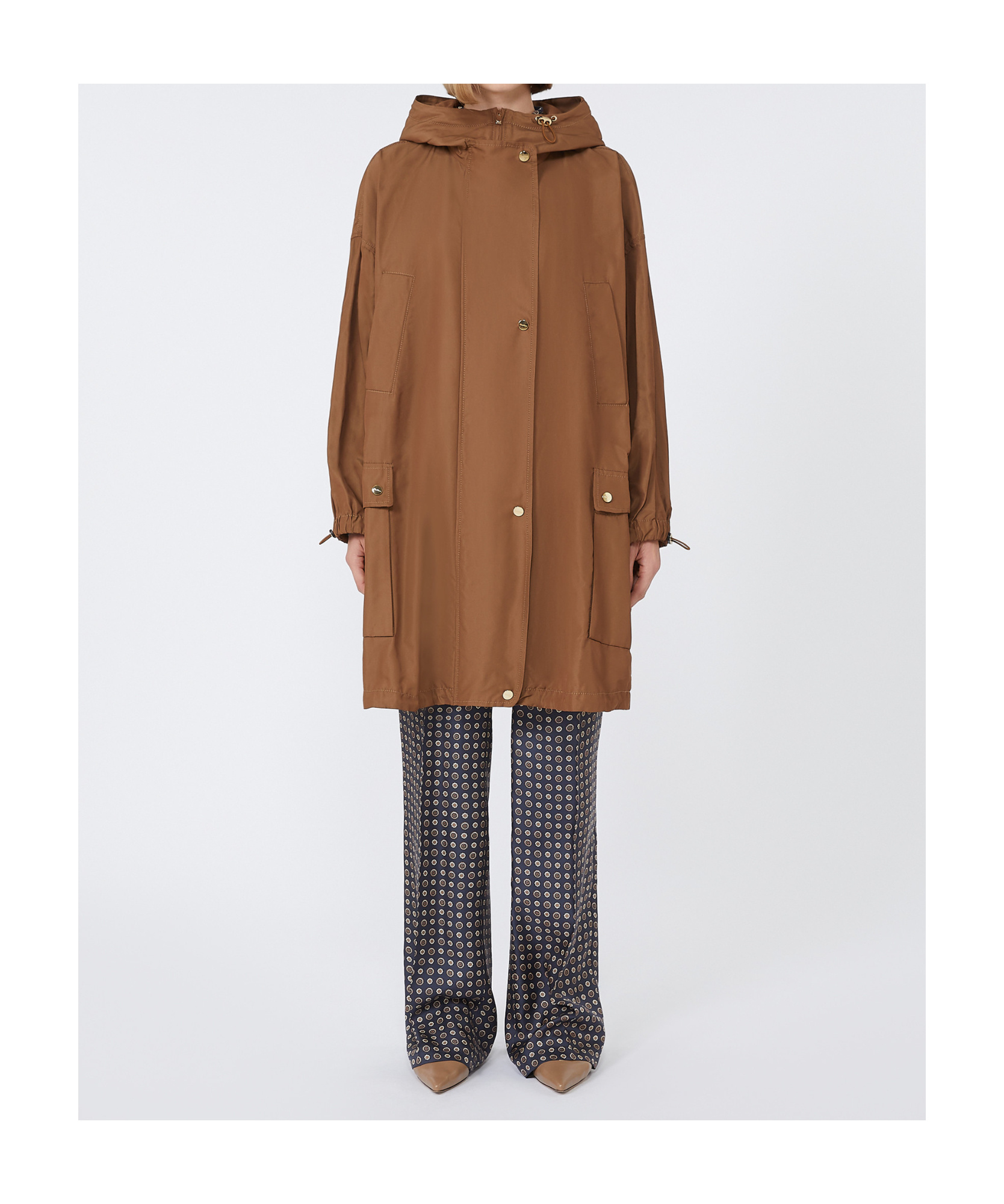 Max Mara Cotton-blend Faille Parka In Brown